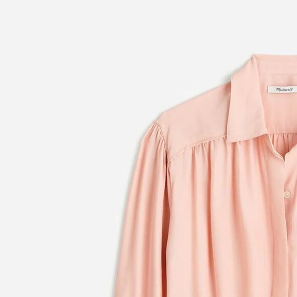 Madewell NT224 Pale Blush Long-Sleeve Button-Front Top size small NWT - Picture 6 of 12